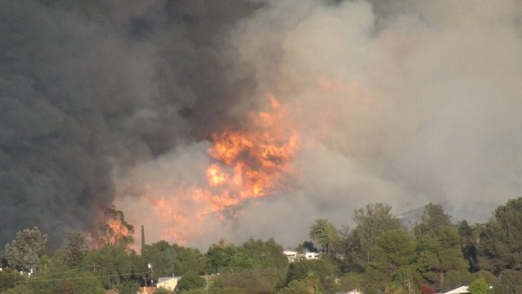 Forest wildfire in San Diego, California